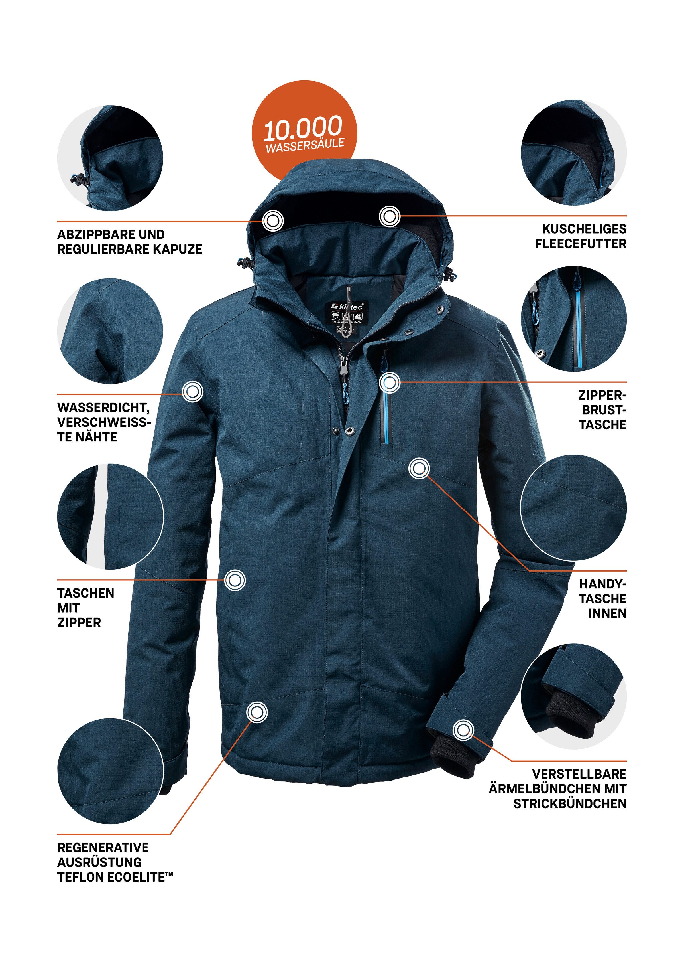 Killtec Outdoorjacke KOW 161 MN JCKT Wasser- und winddichte Funktionsjacke mit abnehmbarer Kapuze – Bild 5 von 5