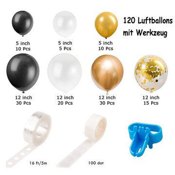 Dedom Luftballon Luftballon Girlande Set mit Ballonkette, Luftballon-Set 120 Stück, Schwarz und Gold Ballons für Geburtstag Hochzeit Party Dekoration