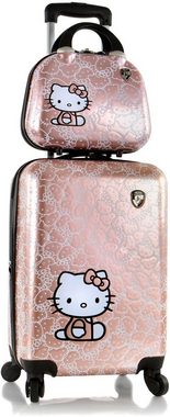 Heys Kinderkoffer Kinderreiseset Hello Kitty roségold, 4 Rollen, Kindertrolley Handgepäck-Kofferset mit Trolley-Aufsteck-System