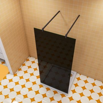 duschspa Duschwand 200cm schwarze Duschwand Trennwand Walk in Dusche ESG Glaswand, Einscheibensicherheitsglas, Sicherheitsglas, (Set), Glas