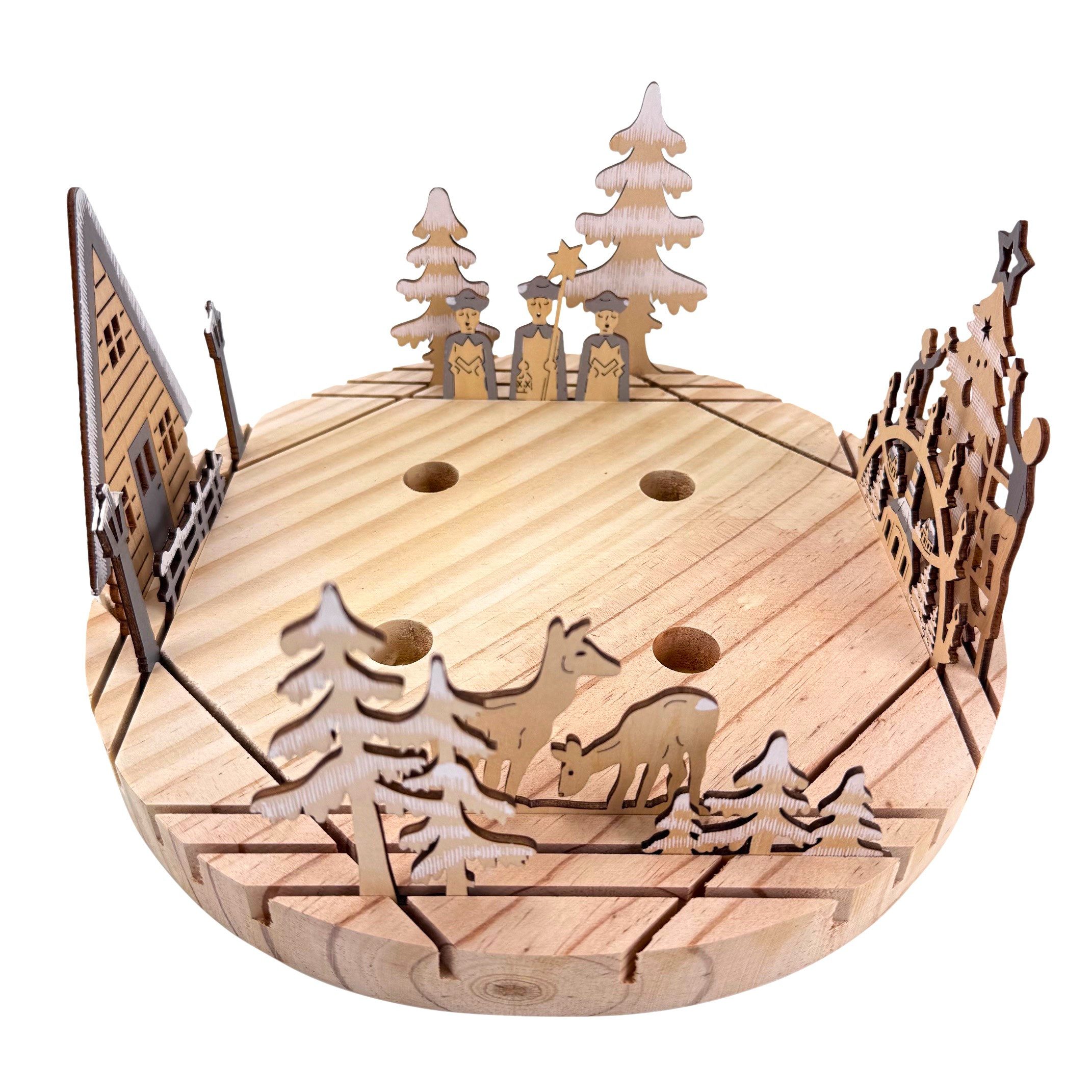 Online-Fuchs Dekotablett Adventskranz für 4 Stabkerzen günstig online kaufen