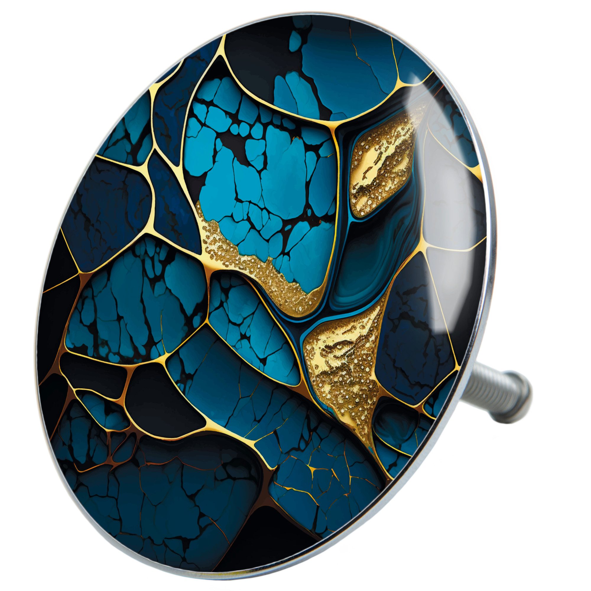 Sanilo Badewannenstöpsel Marmor Cobalt, Ø 7,2 cm, hochwertig, universell, mit Motiv, 100% wasserdicht
