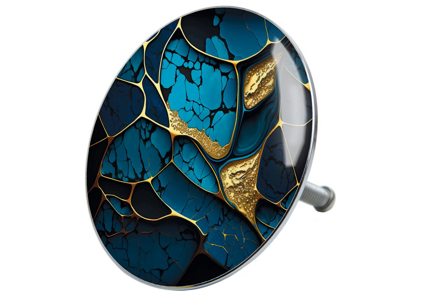 Sanilo Badewannenstöpsel Marmor Cobalt, Ø 7,2 cm, hochwertig, universell, mit Motiv, 100% wasserdicht