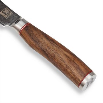 ZAYIKO Messer-Set Kurumi Damast 4er Steakmesser I 12cm Klinge I Nussbaumgriffe I Holzbox