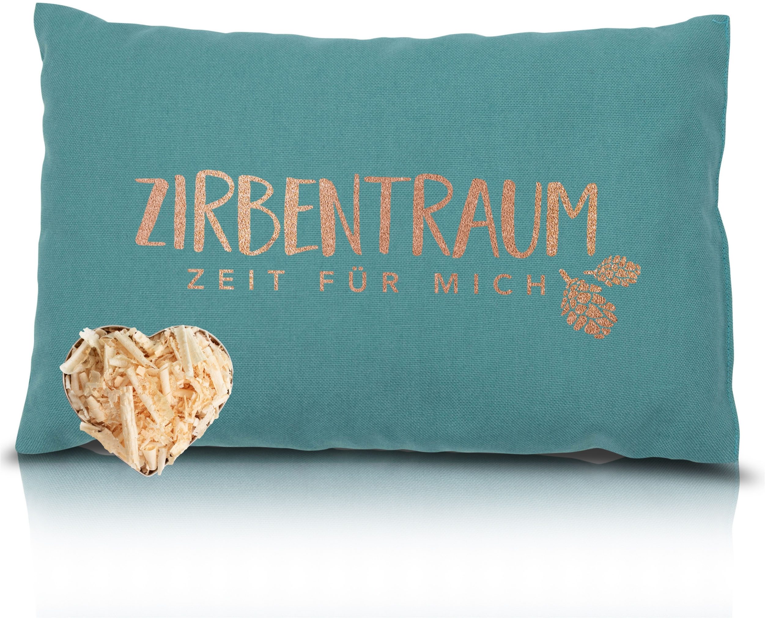 herbalind Zirbenkissen Zirbentraum in Anthrazit/Roségold 30x20 mit Reißverschluss - Gefüllt, 1-tlg., mit hochwertigen Zirbenholzflocken 100% Baumwolle - Made in Germany