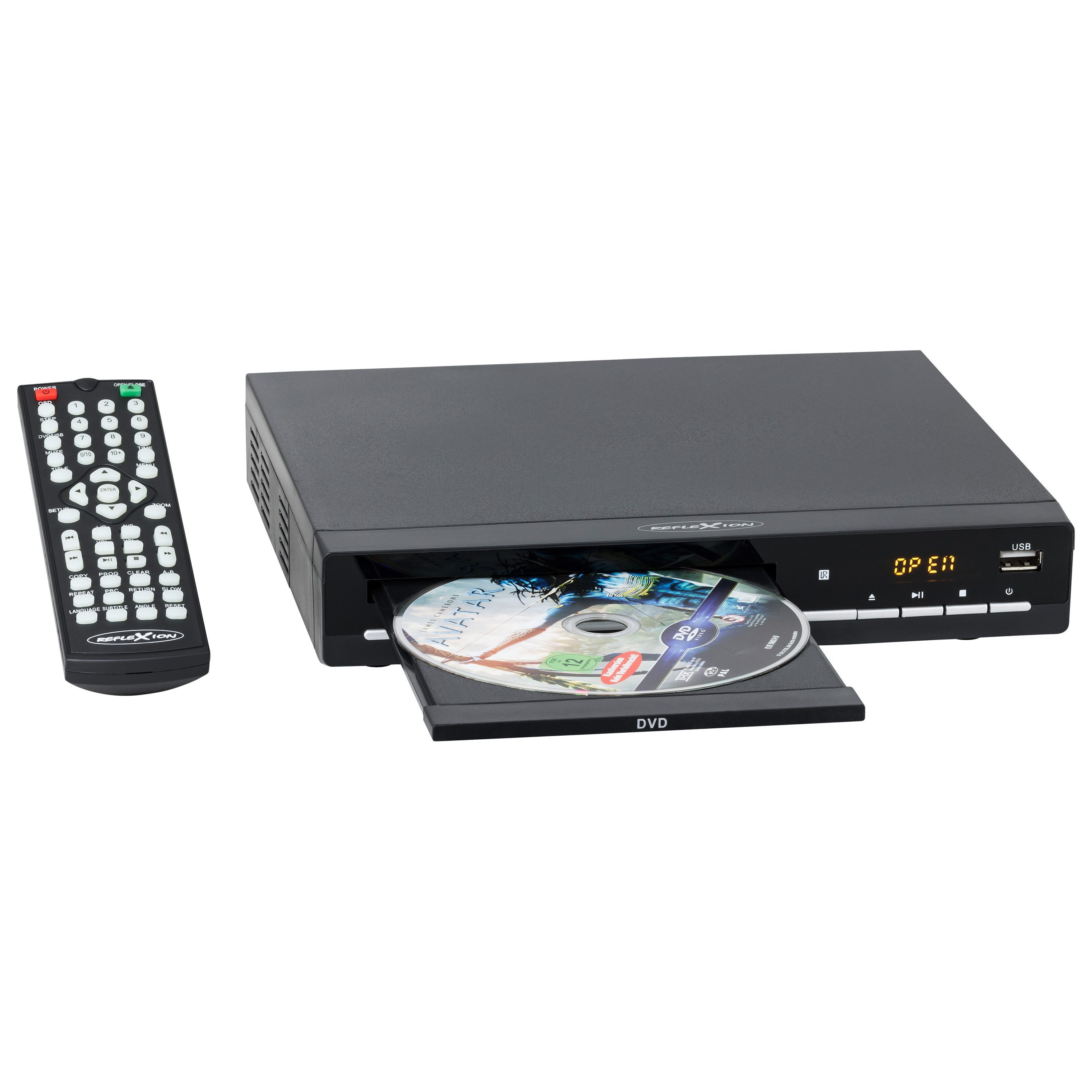 Reflexion DVD426 DVD/CD-Player mit Außendisplay DVD-Player (Full HD, Außendisplay, HDMI, Fernbedienung und CD-Kopierfunktion auf USB)