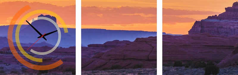 Conni Oberkircher´s Bild mit Uhr »Violet Rocks - Berge im Sonnenuntergang«, Berge (Set), mit dekorativer Uhr, Panorama, Entspannung, Natur