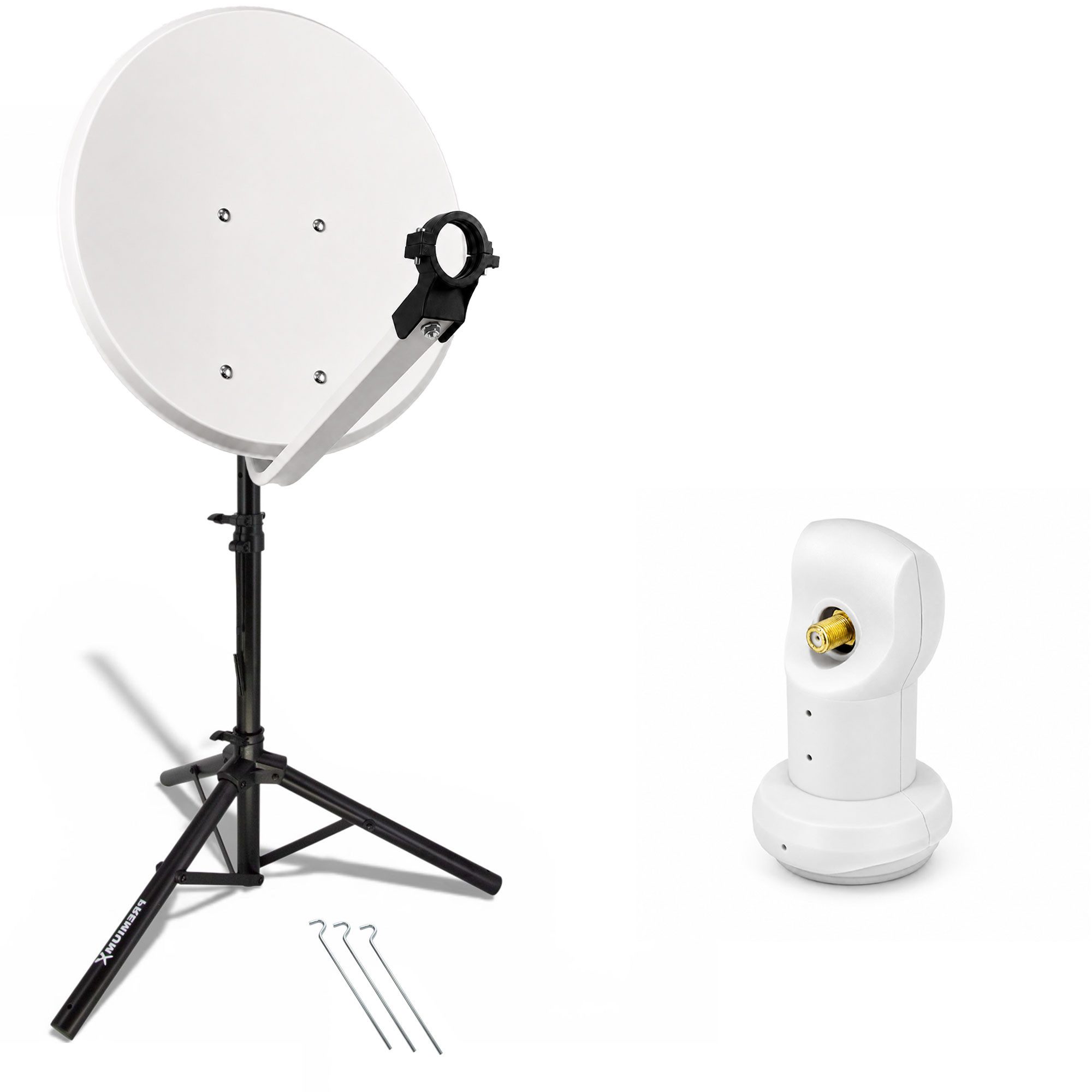 PremiumX mobile Camping Sat Anlage 60cm Antenne Single LNB Stativ SAT-Antenne