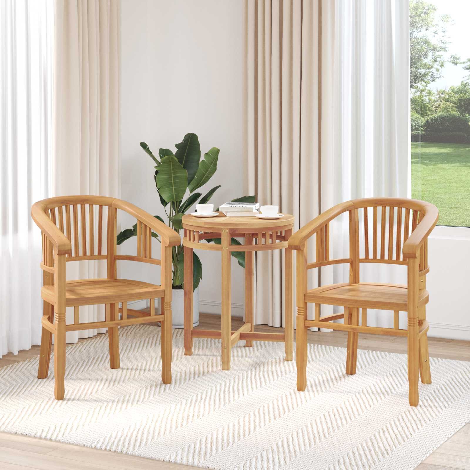 vidaXL Gartenstuhl Stuhl 2 Stk. Braun Massivholz (2 St)