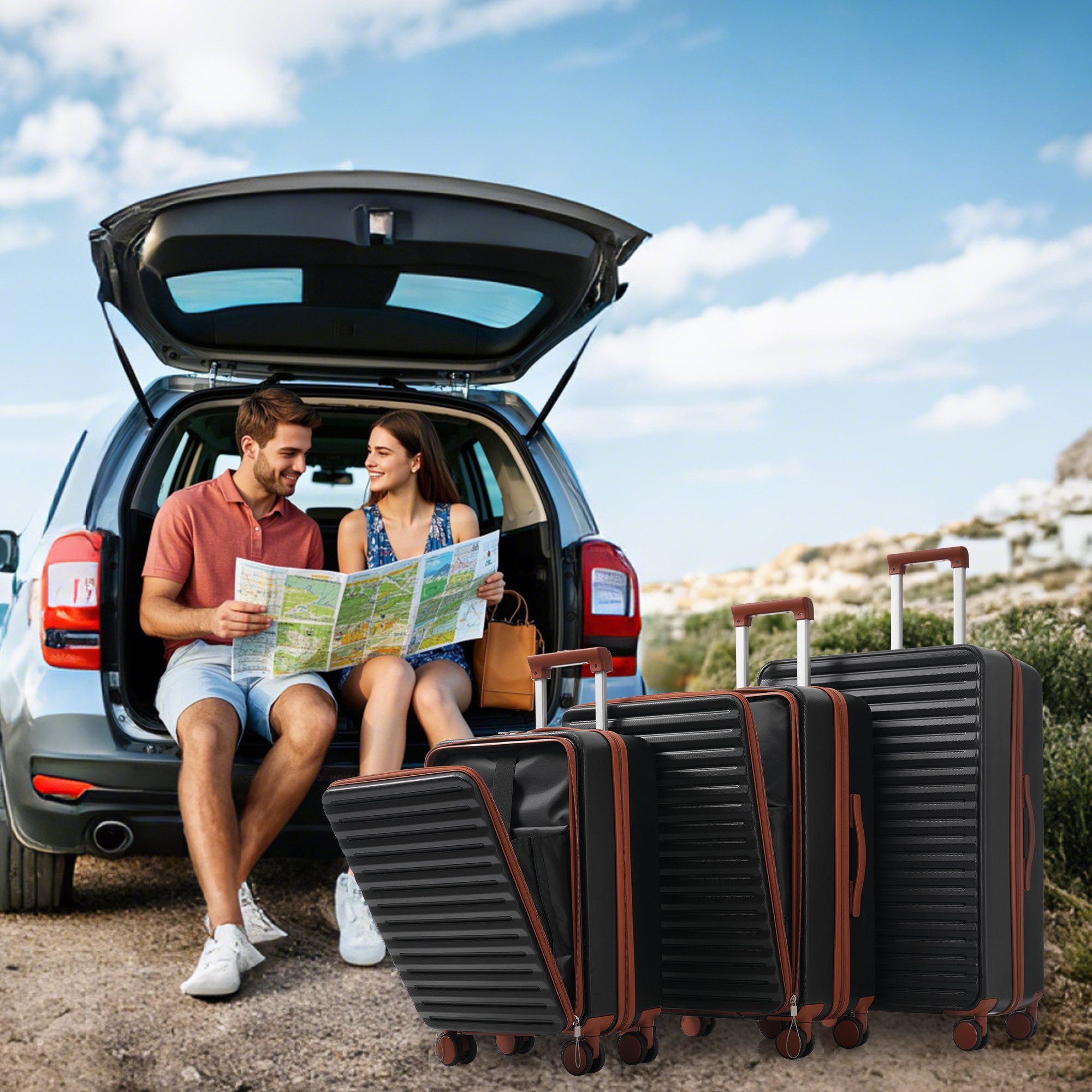 OKWISH Hartschalen-Trolley Dreiteiliges Gepäckset, M (20 günstig online kaufen