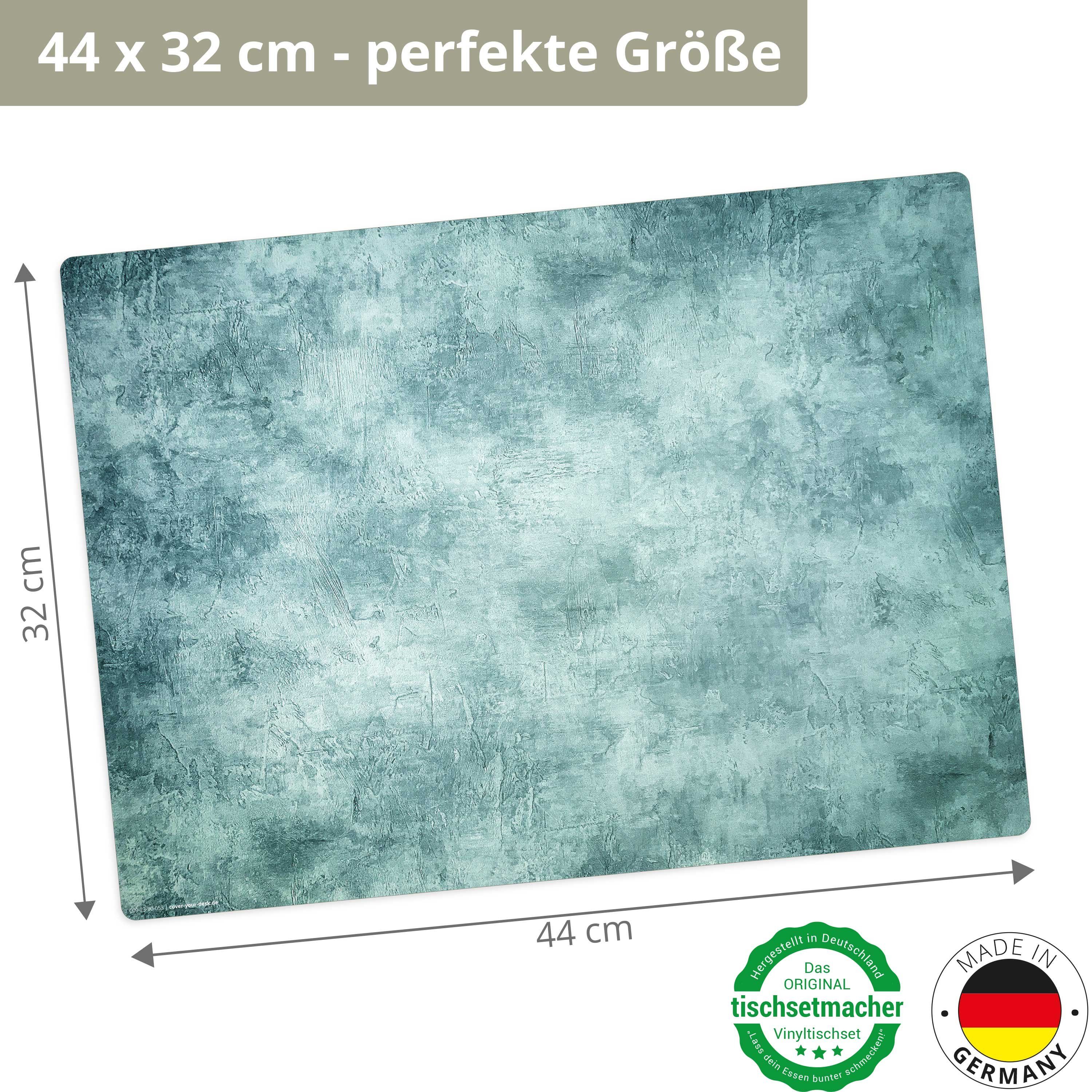 türkis abwaschbar x rutschfeste - 44 Platzset, Made Vinyl – 32 & Germany blau, 4, BPA-frei), in Tischsetmacher, erstklassigem Platzsets I Tischdekoration), (Kunststoff cm Zeitloses Tischsets - 4-St., (aus