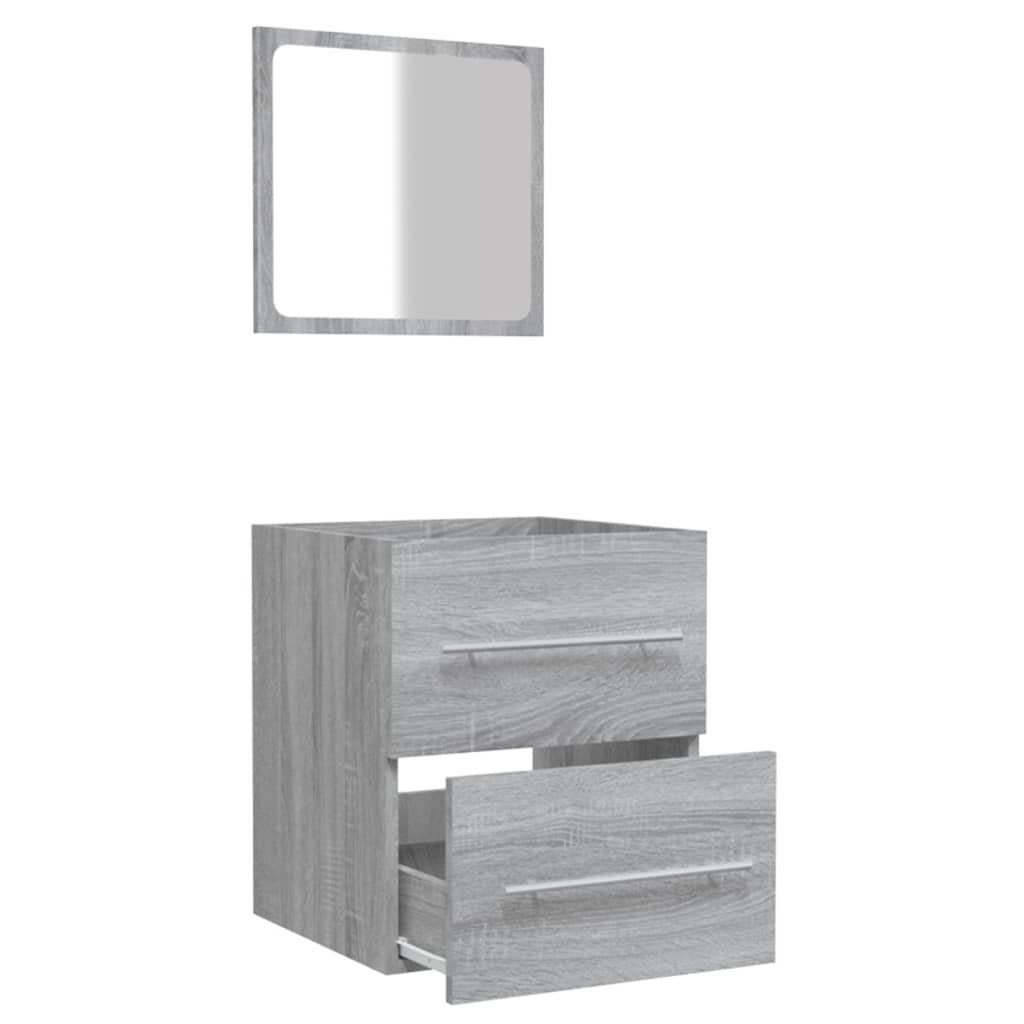 Spiegel Badezimmer-Set (1-St) vidaXL mit Sonoma Badschrank 41x38,5x48 cm, Grau