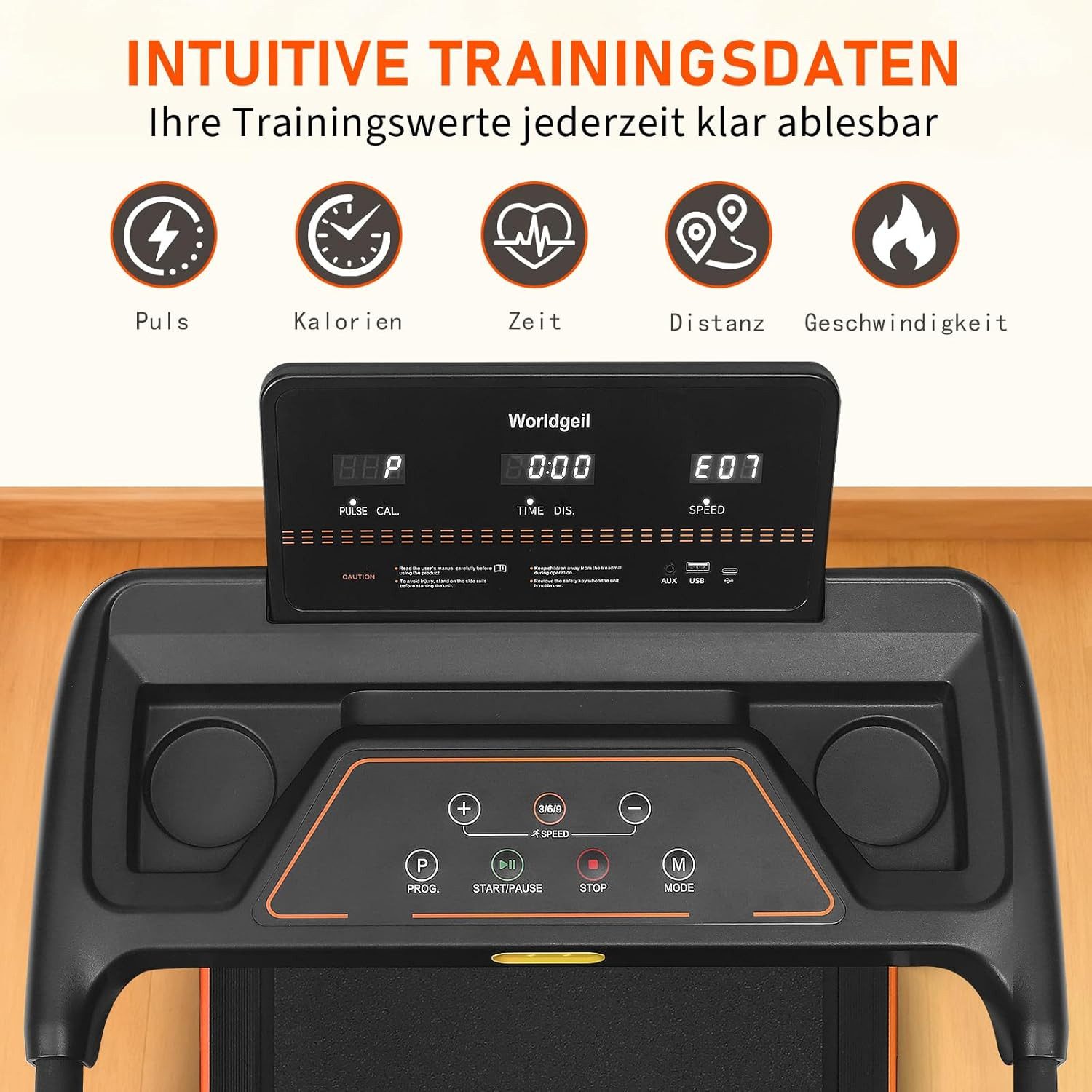 ZMH Laufband für Zuhause 14 km/h - Laufband Schreibtisch Klappbar mit Steigung 7%, LCD-Display, 2.0HP Walking Jogging Pad, Fernbedienung