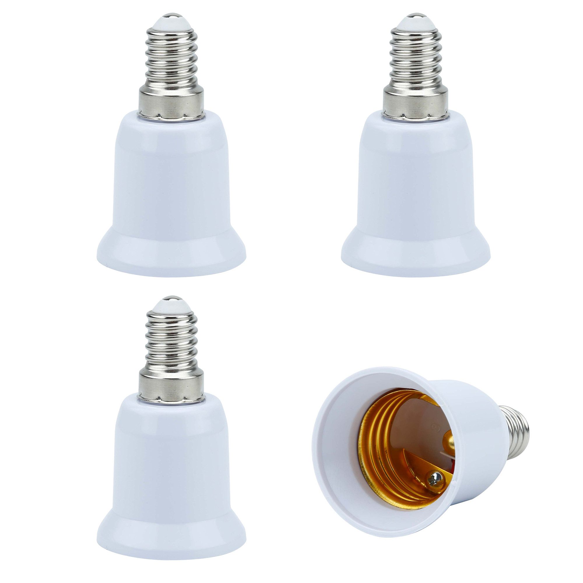 Intirilife Lampenfassung, (4-St), 4x E14 auf E27 Lampensockel Adapter in WEISS