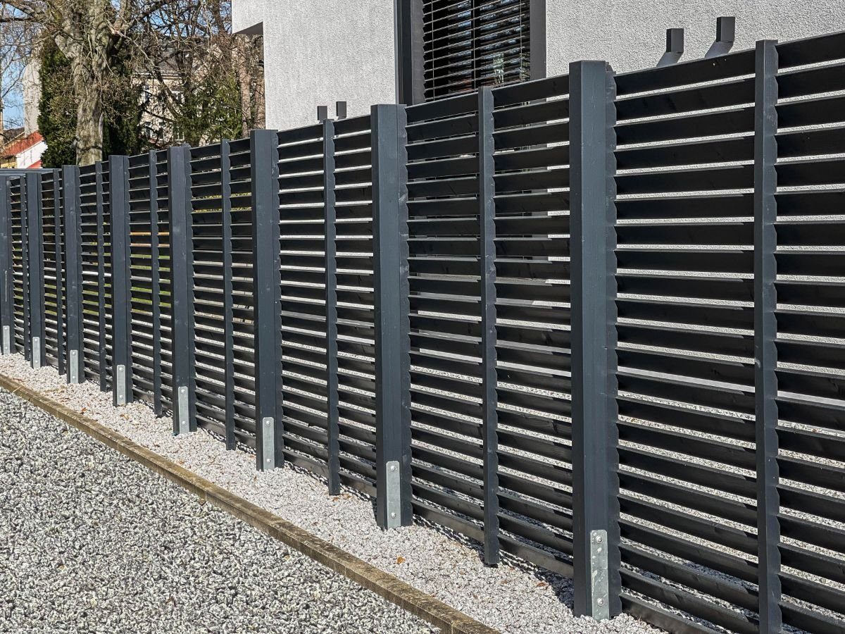 MegaHolz Sichtschutzelement Sichtschutzzaun Set Laureen Anthrazit