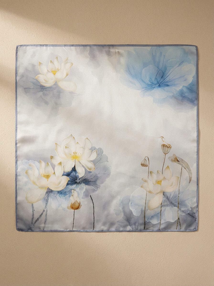 Kleelein Seidentuch Seidentuch 90x90 cm Maulbeerseide, chinesisches Lotus-M günstig online kaufen