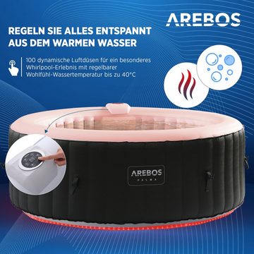 Arebos Whirlpool 180 cm, mit LED-Beleuchtung, 6 Farben, aufblasbar, rund, (Set)