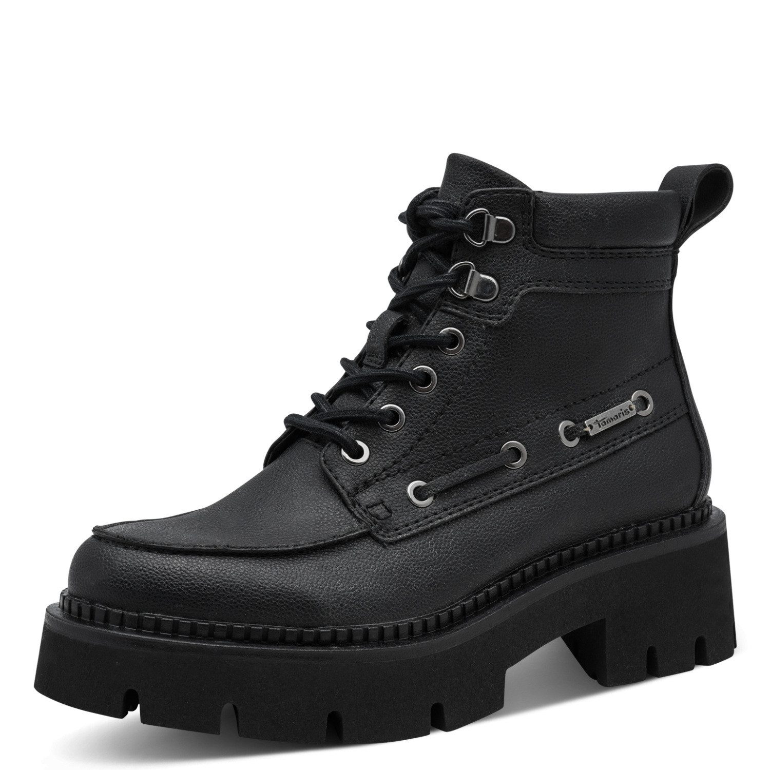 Tamaris Schnürstiefelette Blockabsatz, Plateau, Schnürstiefelette mit Ösen und Durchzügen
