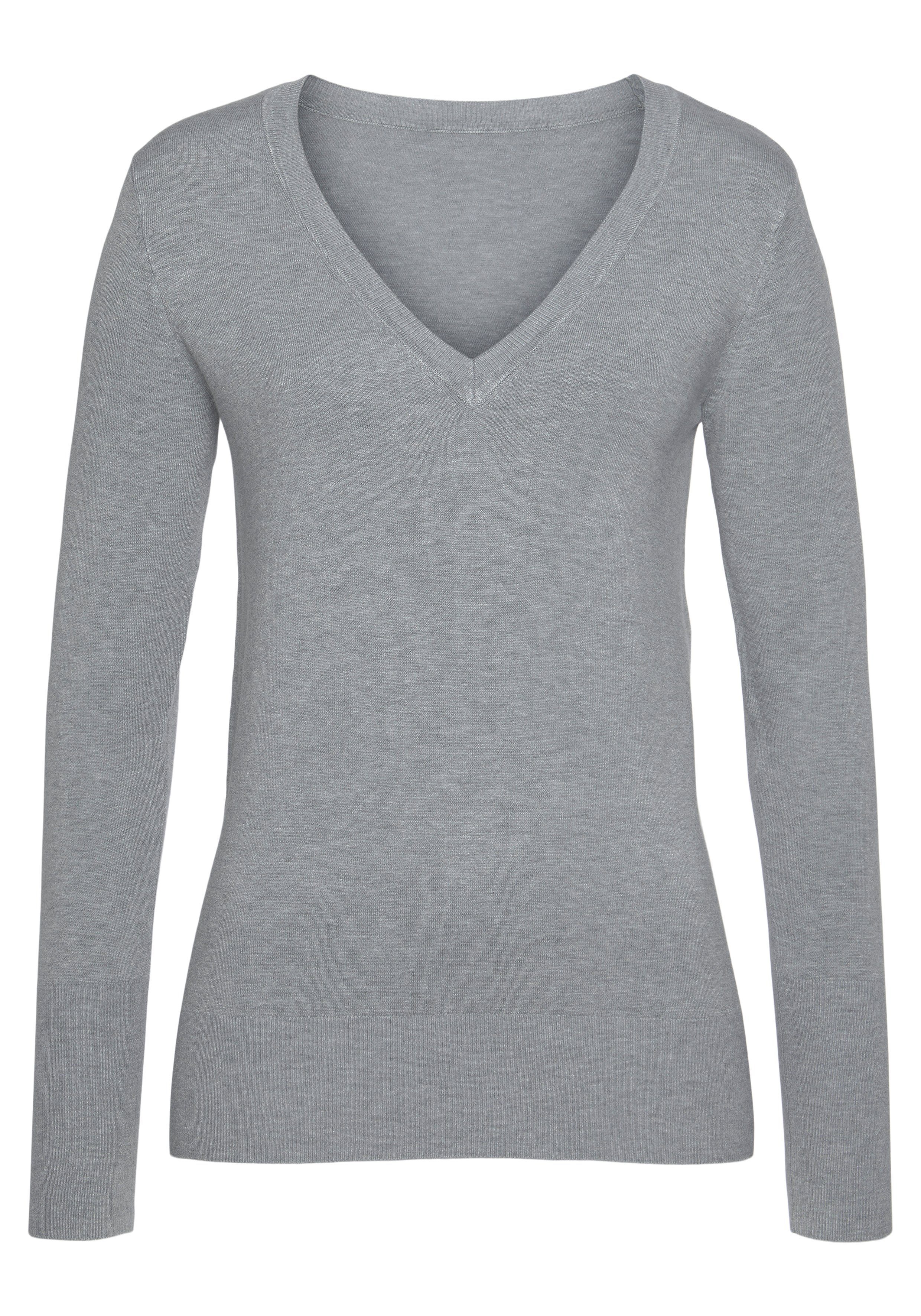 Vivance by Lascana V-Ausschnitt-Pullover in taillierter Form weicher Strickpullover, Feinstrickpullover, V-Pullover, Basic – Bild 2 von 5