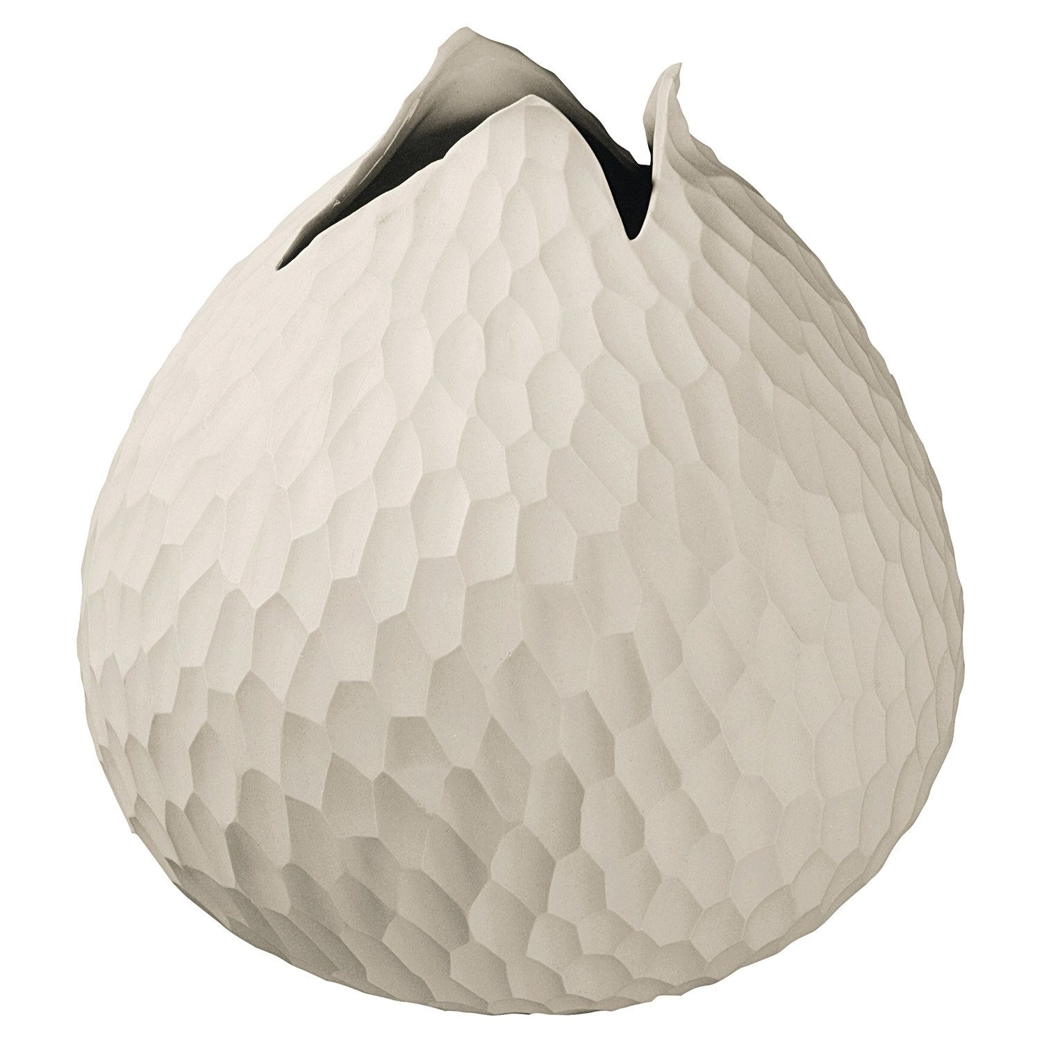 Dekovase CARVE, Ø 18,5 x H 18 cm, Creme, Feinsteinzeug