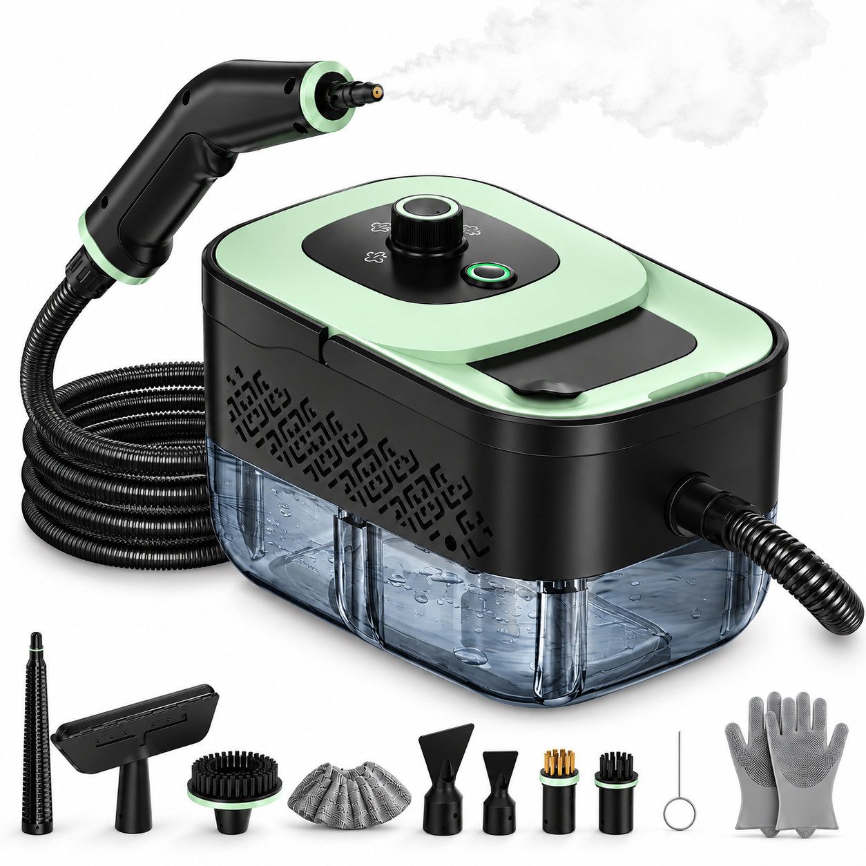 Fyrove Dampfreiniger Handdampfreiniger mit Zubehör für Küche, Bad & Fugen, 1500 W, mit Dampfpistole, Bürsten, flexiblem Schlauch & …