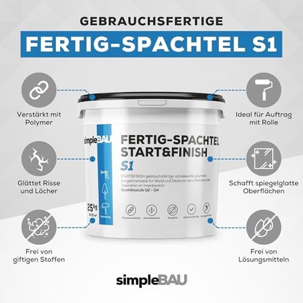 simpleBAU Spachtelmasse Spachtelmasse Weiß Innen 15 kg – Fertigspachtel für günstig online kaufen