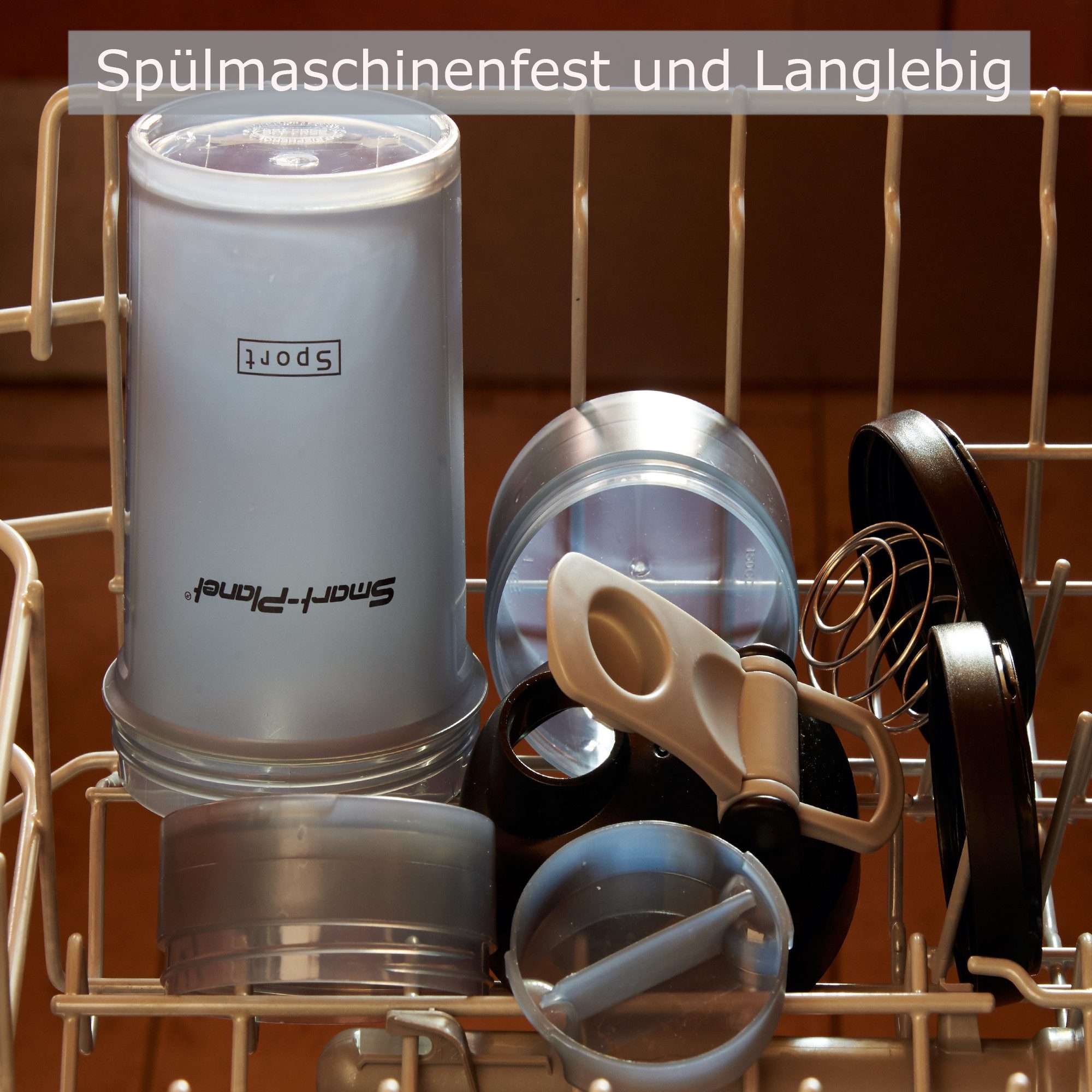 Smart-Planet Protein Shaker Protein Shaker Smart-Planet 500ml mit extra Pillenfach und Pulver Dose, 500ml, Pillendose, Pulverfach