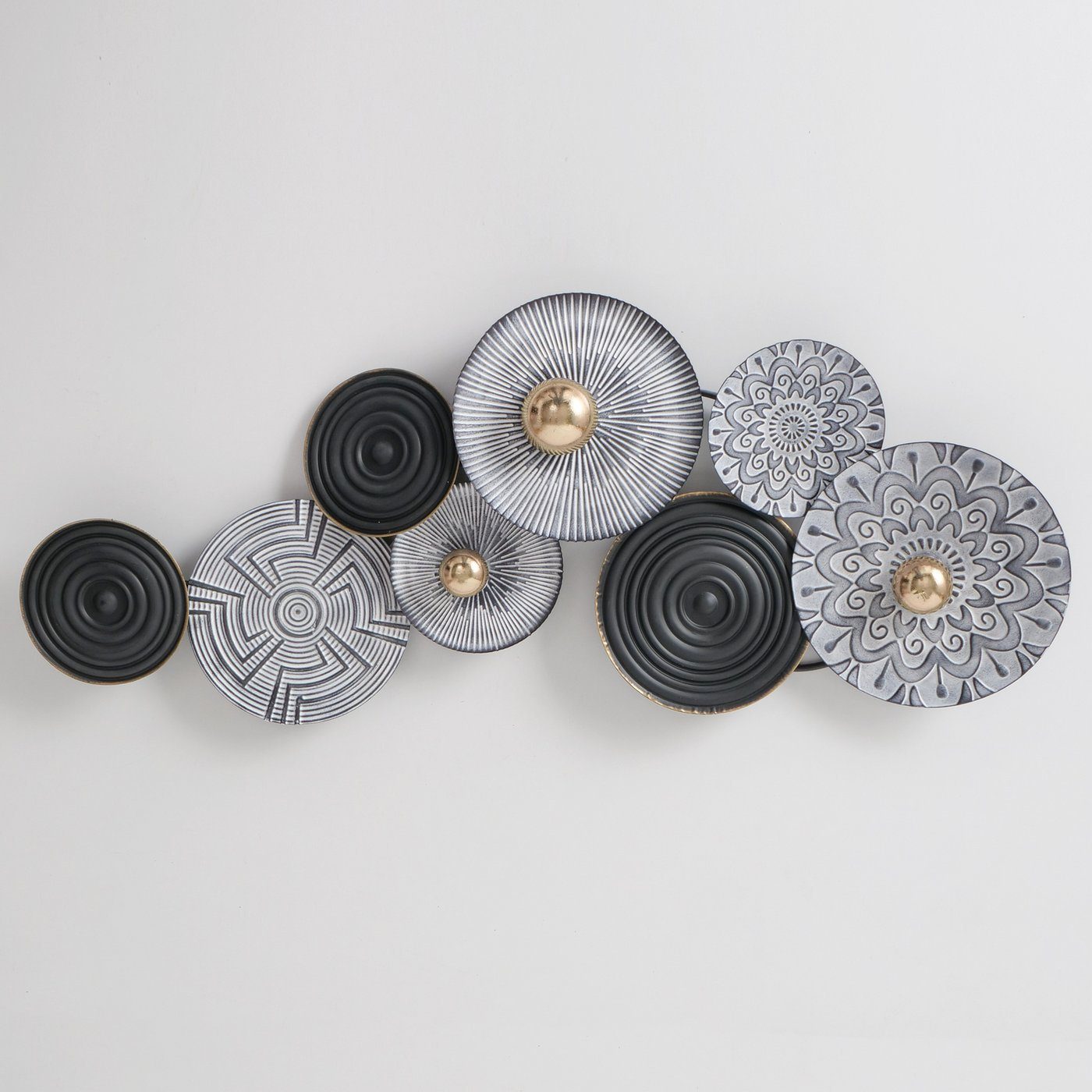 BOLTZE Wanddekoobjekt "Tondo" aus Metall in grau/schwarz B115cm, Kreise