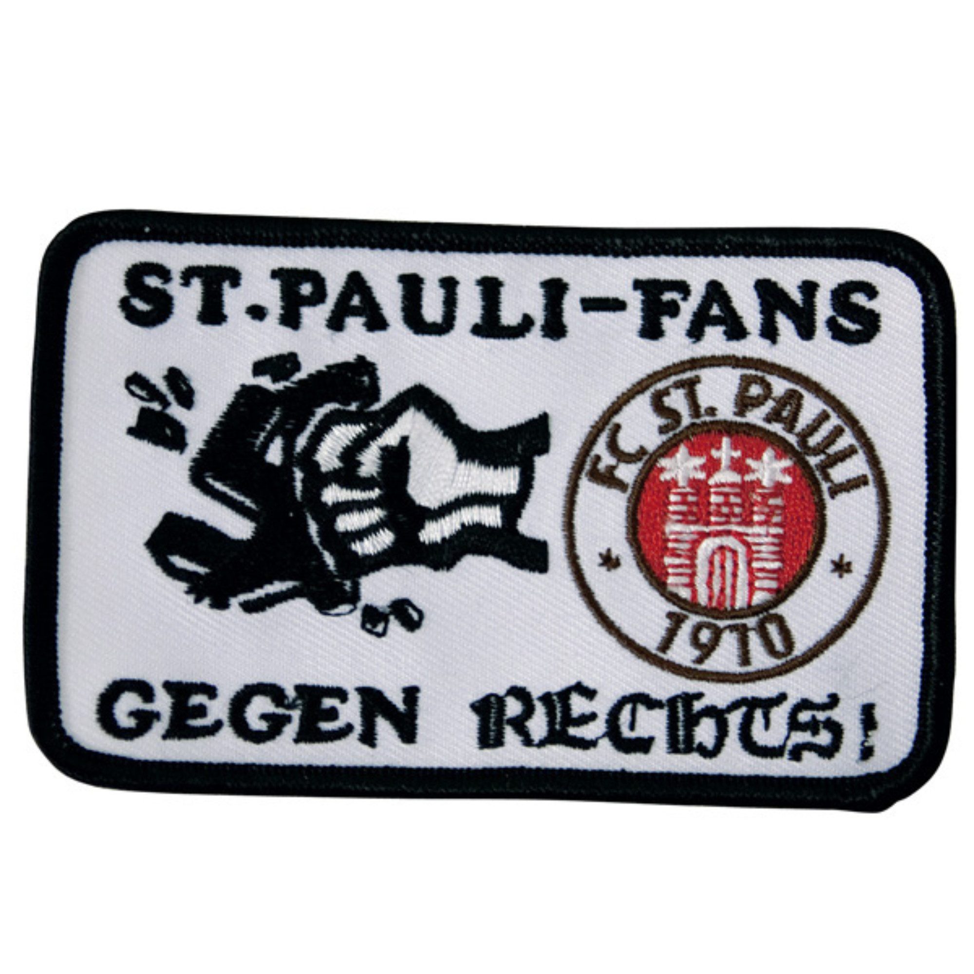 FC St. Pauli Aufnäher FC St. Pauli - Aufnäher Gegen Rechts - weiß, Baumwolle