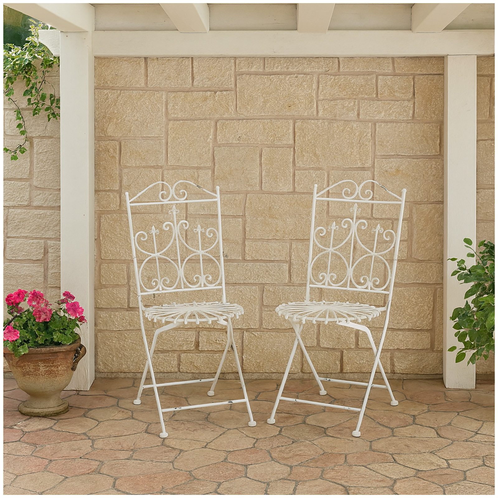 HTI-Living Gartenstuhl Gartenstühle 2er Set Romantic Garden (Set, 2 St), Metallstuhl Klappstuhl