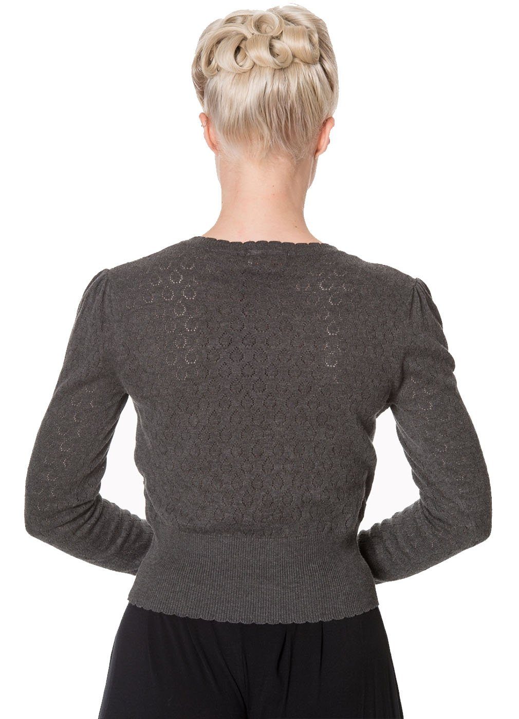 Banned Strickpullover Basic Instinct Grau Vintage Rockabilly Wickeltop günstig online kaufen