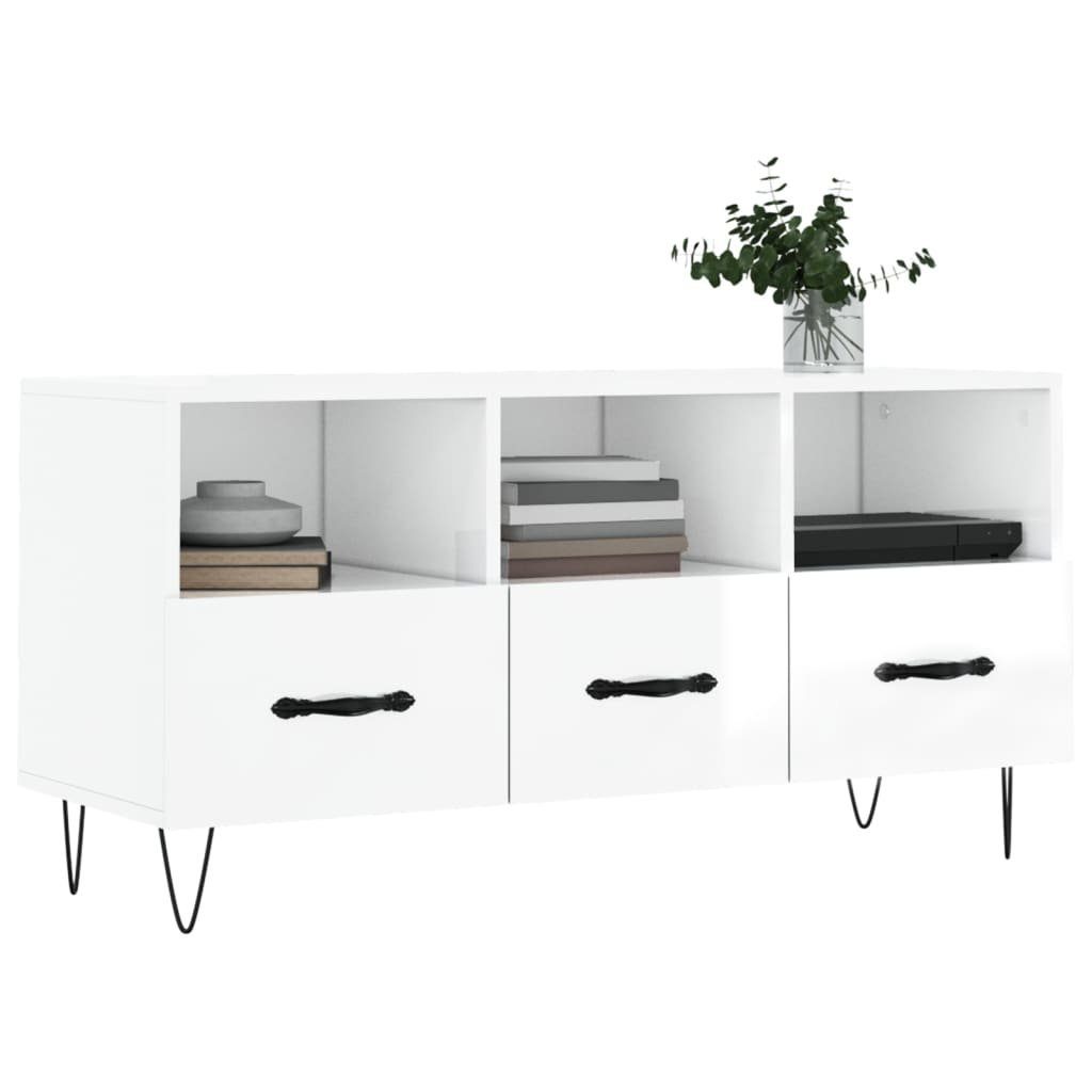 102x36x50 furnicato cm Holzwerkstoff TV-Schrank Hochglanz-Weiß