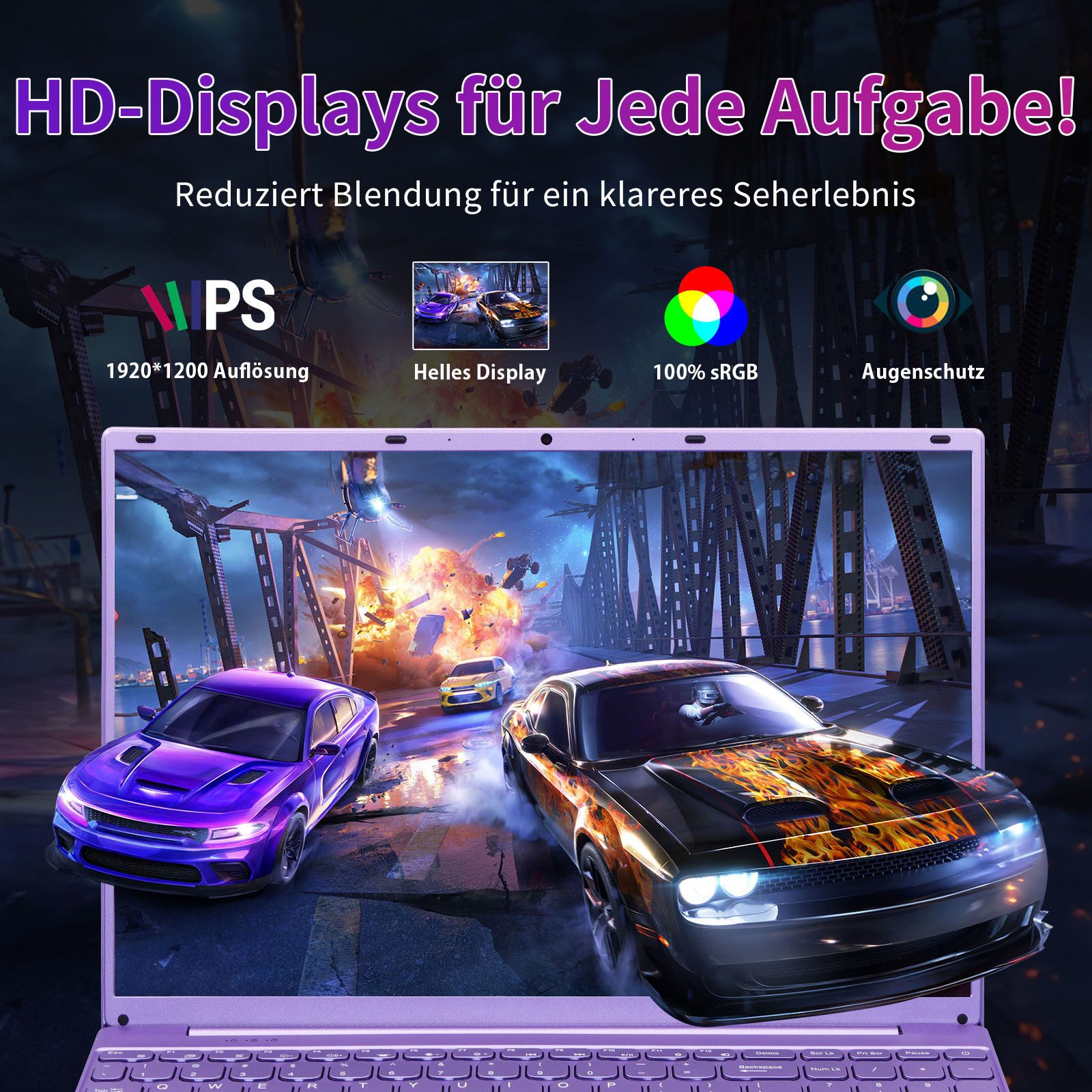 LONGEVINCE 16 Zoll Laptop – 12 GB RAM, 238 GB SSD, N95, farbbeleuchtete Tastatur Notebook (40,64 cm/16 Zoll, Intel Intel Alder Lake-N N95, 12 GB, 238 GB SSD)