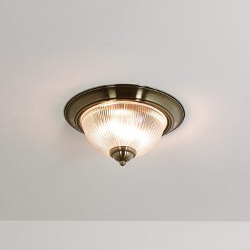 Licht-Erlebnisse Deckenleuchte BARMSTEDT, ohne Leuchtmittel, Jugendstil Deckenlampe Messing Antik Glas Küche Lampe