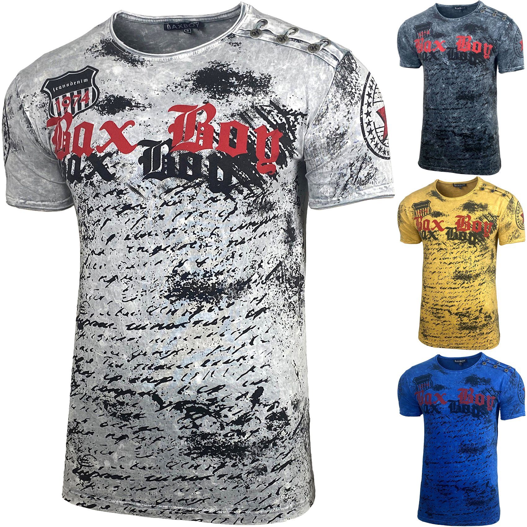 Baxboy T-Shirt Baxboy Batik style Herren T-Shirt mit Front Logo Print B-102