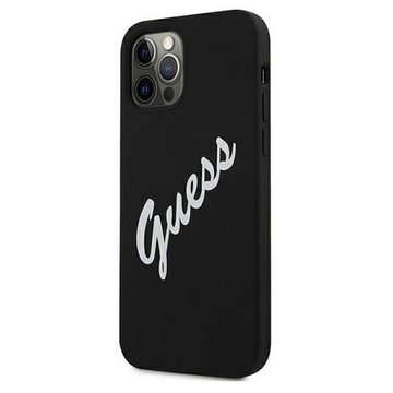 Guess Handyhülle Guess Silikon Vintage Apple iPhone 12 / 12 Pro Schwarz Weiß Hard Case Cover Schutzhülle Etui