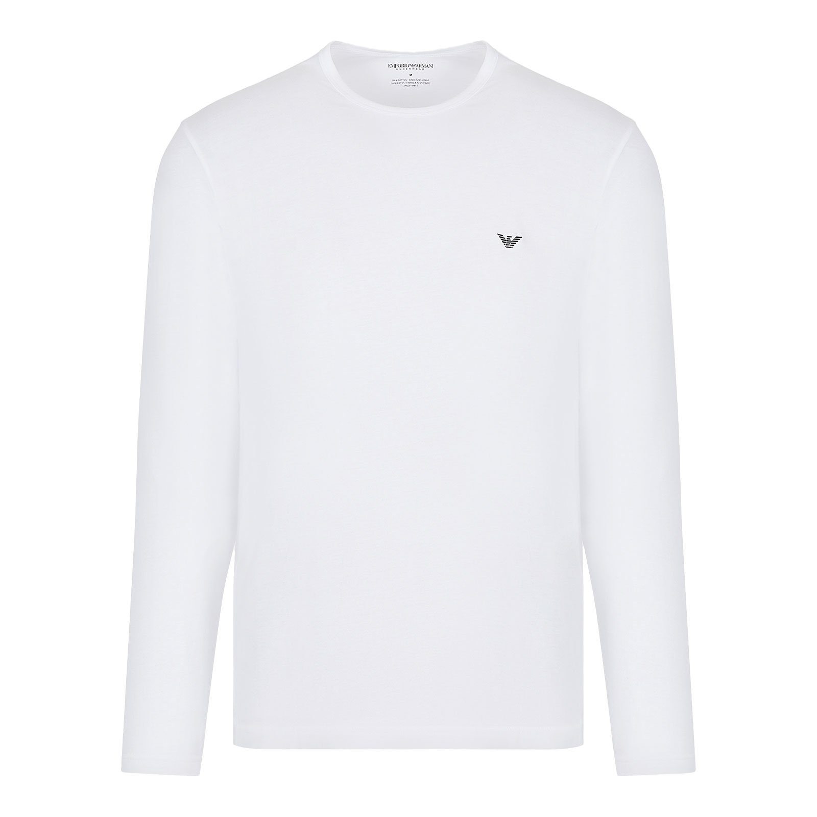 Emporio Armani Langarmshirt Crew Neck T-Shirt Longsleeve mit kleinem Logoprint 00010 white | Rundhalsshirts