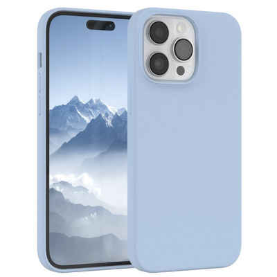 EAZY CASE Handyhülle Premium Silikon Case für Apple iPhone 14 Pro Max 6,7 Zoll, Slimcover mit Displayschutz Hülle Bumper Case kratzfest Etui Hellblau