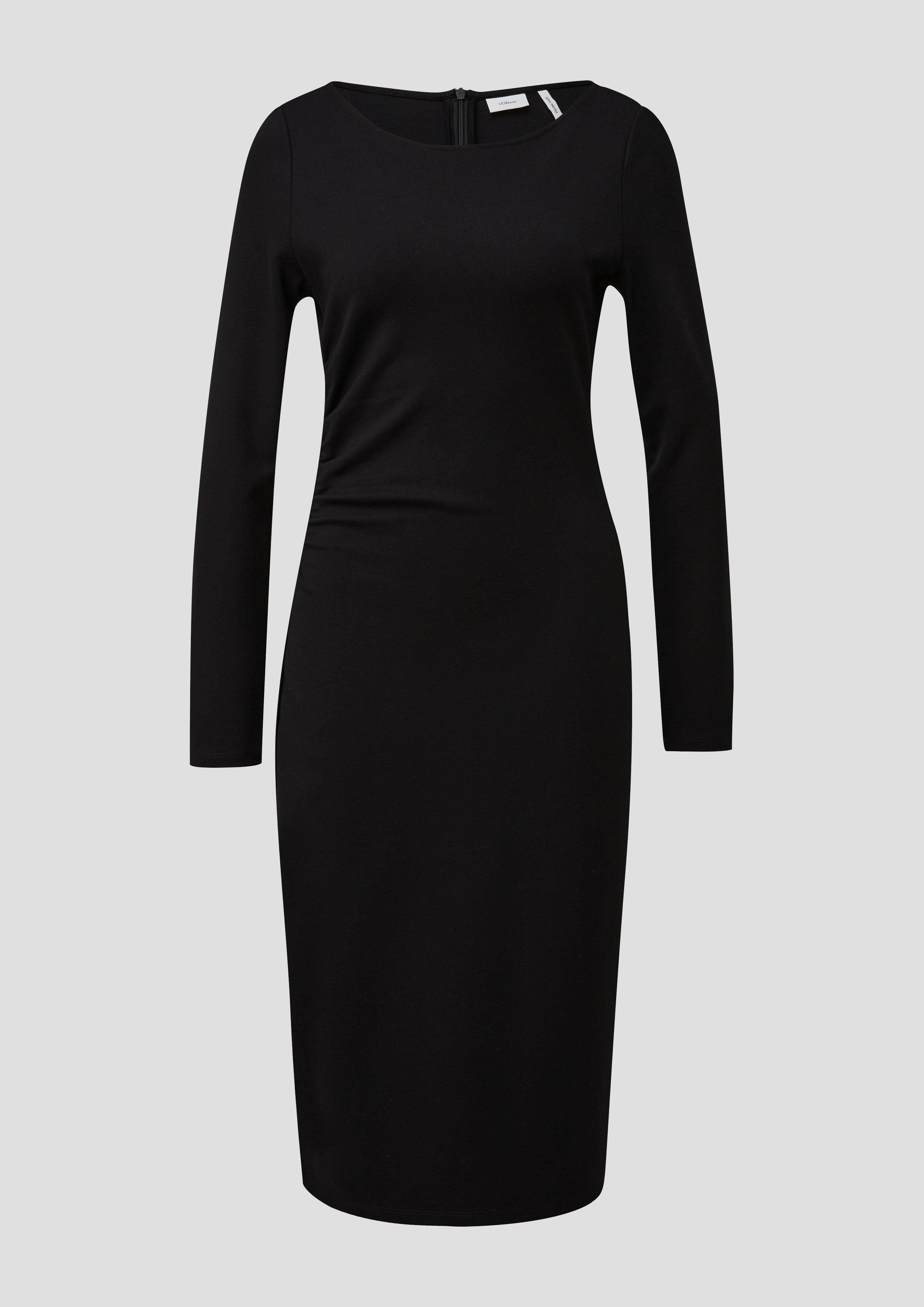 Jerseykleid BLACK aus schwarz Raffung Viskosemix Minikleid LABEL s.Oliver