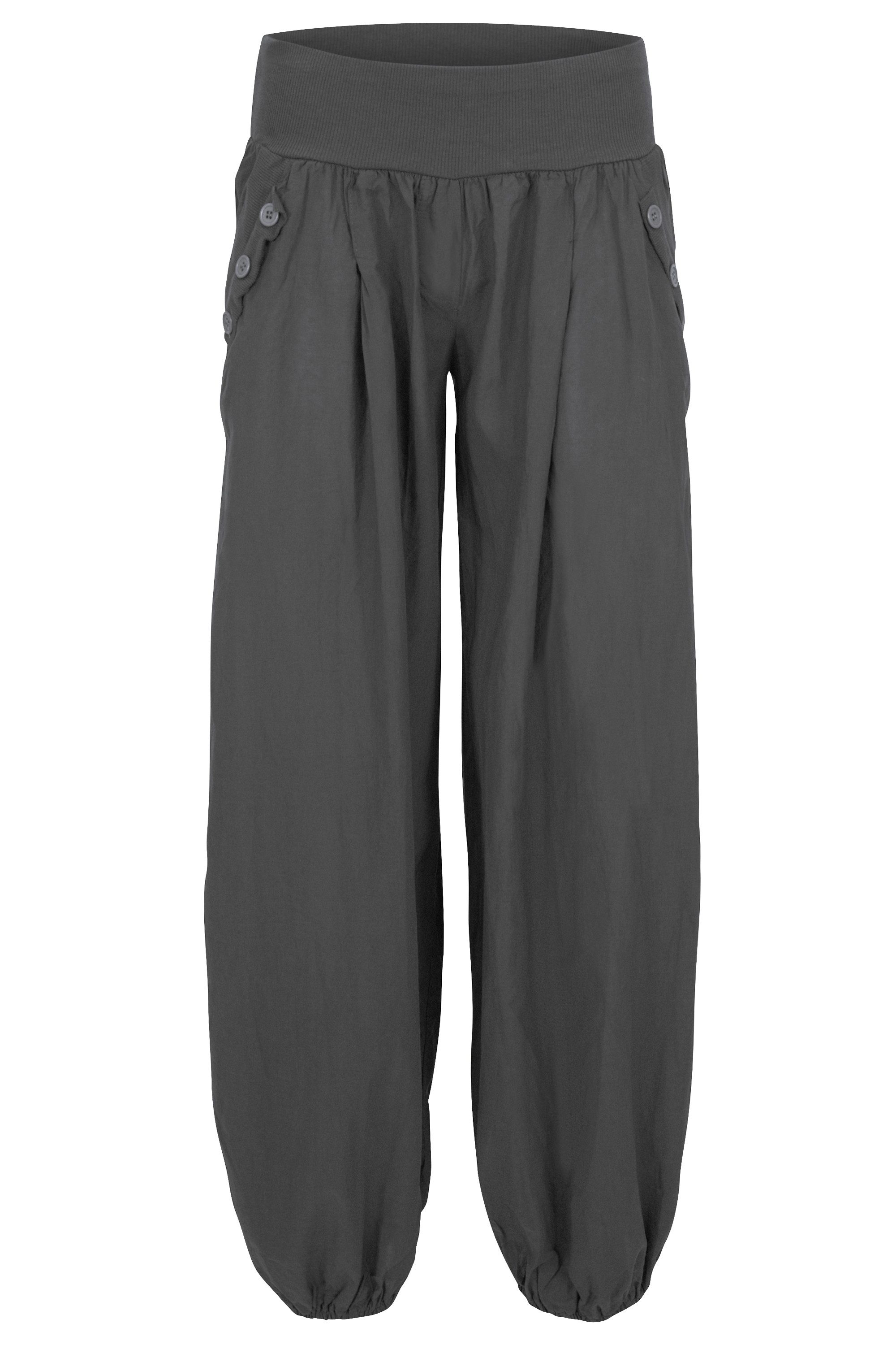 malito more than fashion Haremshose malito Damen Pumphose mit Zierknöpfen 23245P Sommer Aladinhose Freizeithose locker & lässig Einheitsgröße