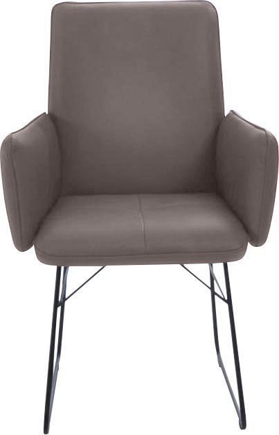 K+W Komfort & Wohnen Armlehnstuhl (1 St), Drahtkufengestell in Metall schwarz, Griff am Rücken, Steppung im Sitz sattel