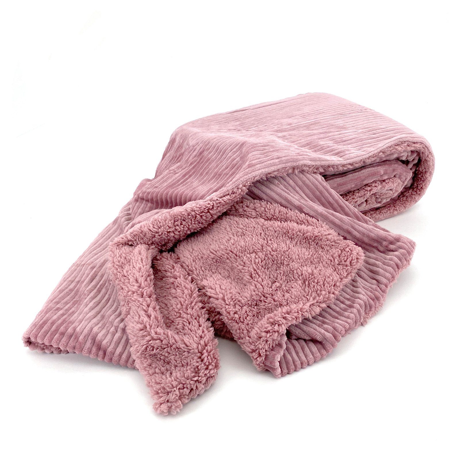 Wohndecke Flauschige Cord Kuscheldecke Sherpa Fell Sofadecke, heimtexland, 150x200 I extra dick I warm I kuschelig weich I fusselfrei