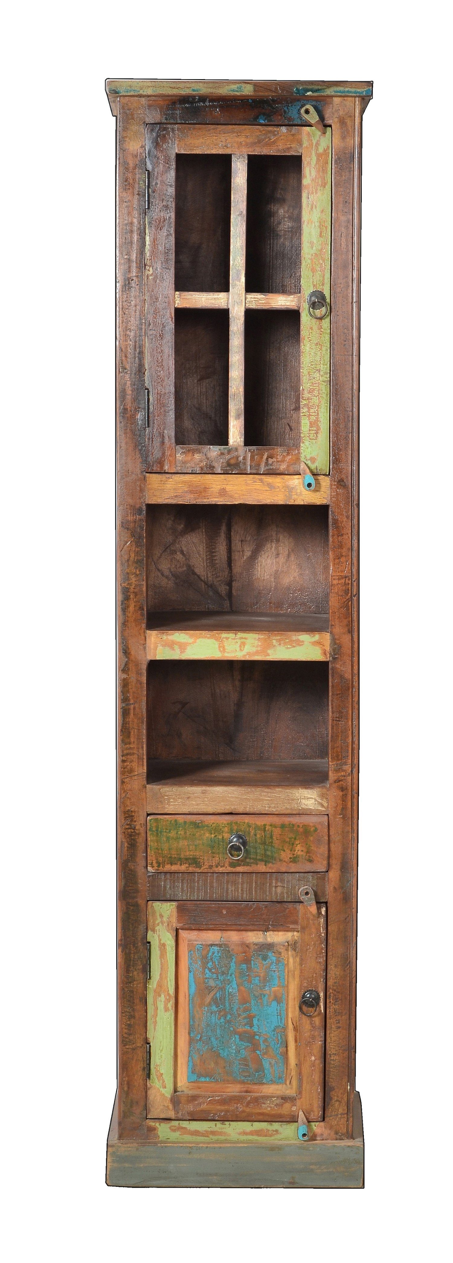 TPFLiving Hochschrank Lakes - aus buntem Altholz (Türanschlag wählbar - bunt, Wäscheschrank) Produktlinie: Alaska - Breite: 44 cm, Höhe: 189 cm, Tiefe: 34 cm