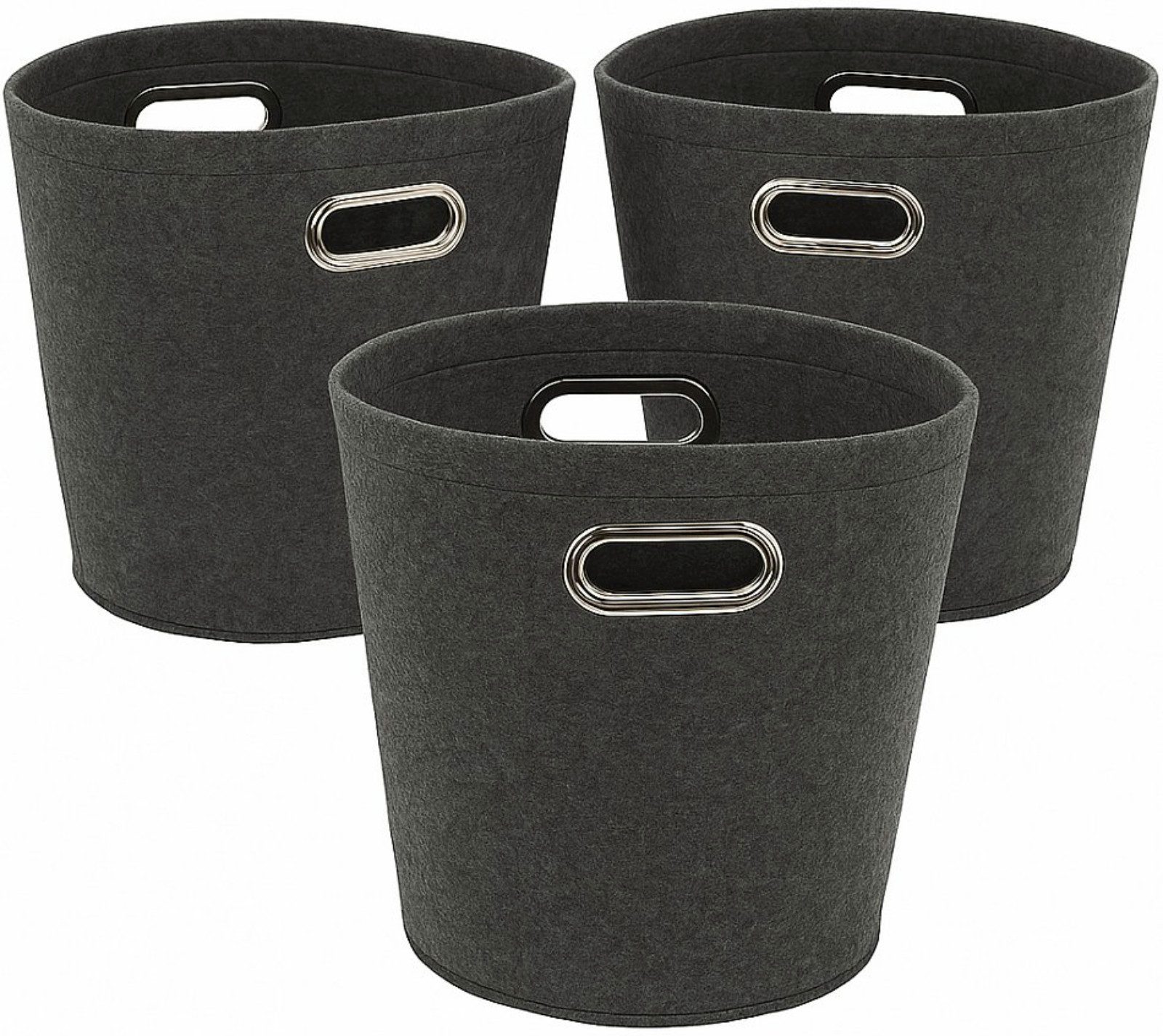 Koopman Сховищаskorb Dekokorb Filzkorb Korb Papierkorb Eimer (3 St), 3 Stk, 25x26cm, Filz, 2 Tragegriffe, Vielseitig