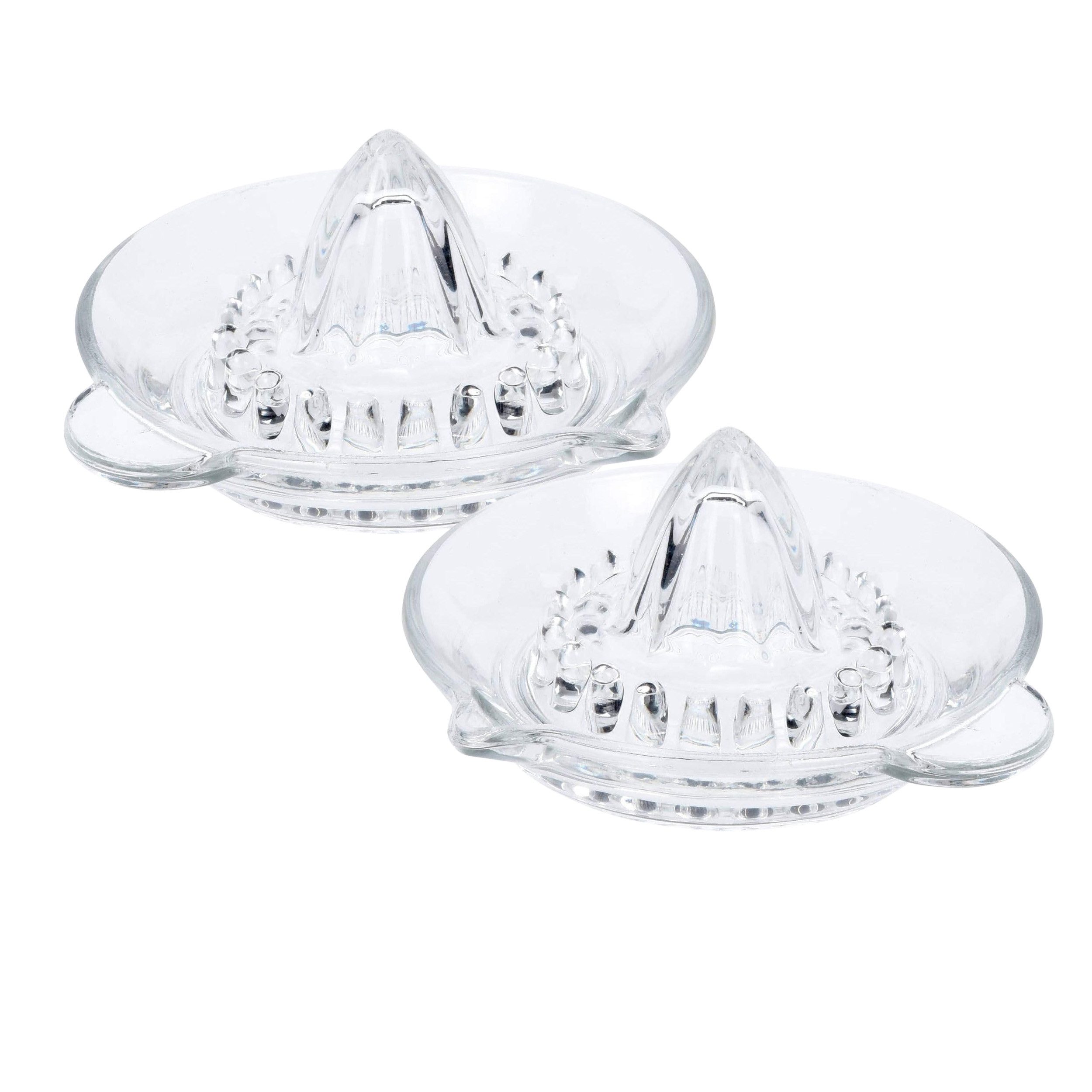 WestCraft Zitruspresse 2x Zitronenpresse / Zitruspresse, Juicer Glas, 14,5 cm mit Handgriff, mit Ausgießer, ideal zum schnellen Entsaften von Zitrusfrüchten