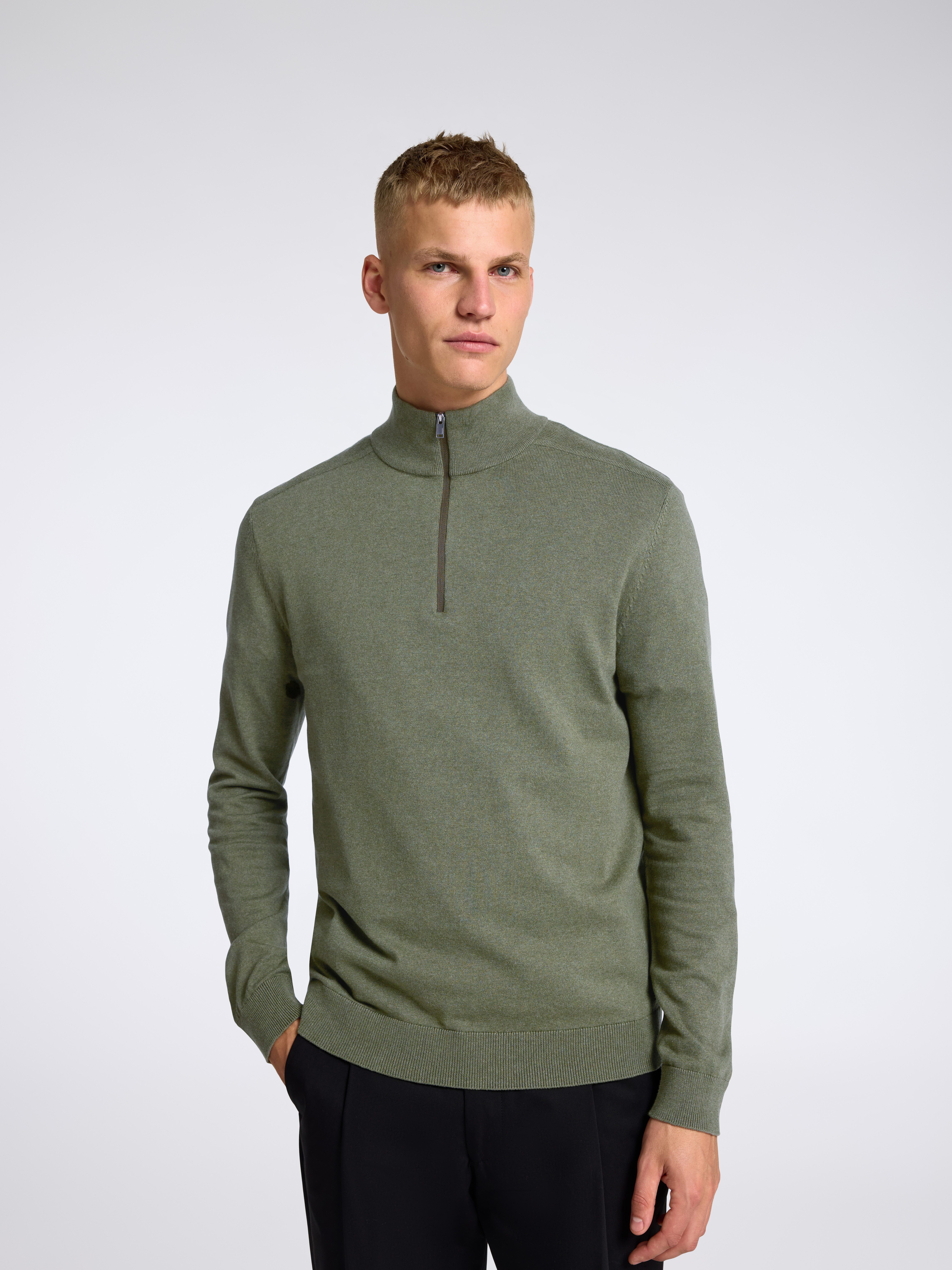 Selected Troyer SLHBERG HALF ZIP CARDIGAN NOOS Baumwolle, regular fit