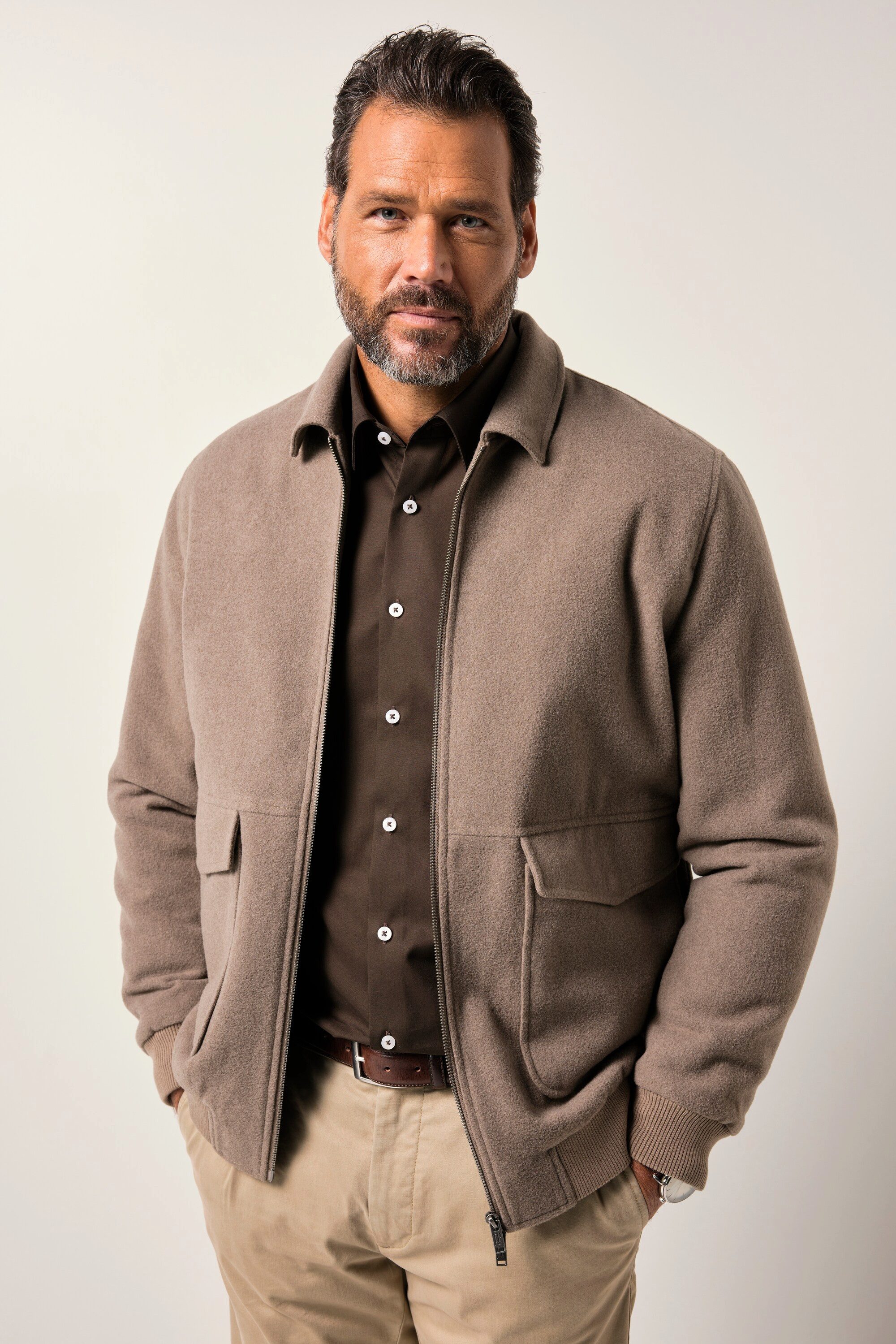 JP1880 Funktionsjacke JP1880 Wollmix-Blouson Zipper aufgesetzte Taschen günstig online kaufen