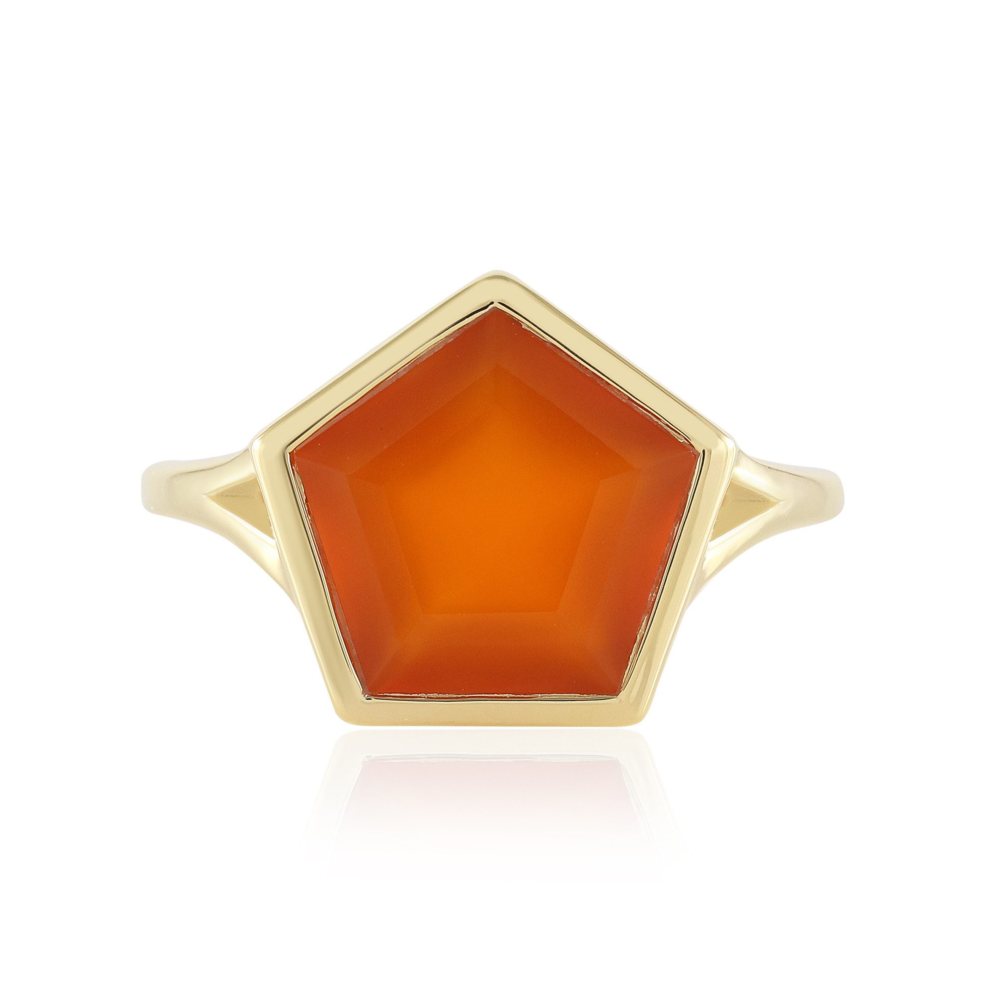 Cavill Solitärring Roter Onyx Goldplattierter Silberring, Indien 3ct (1-tlg)