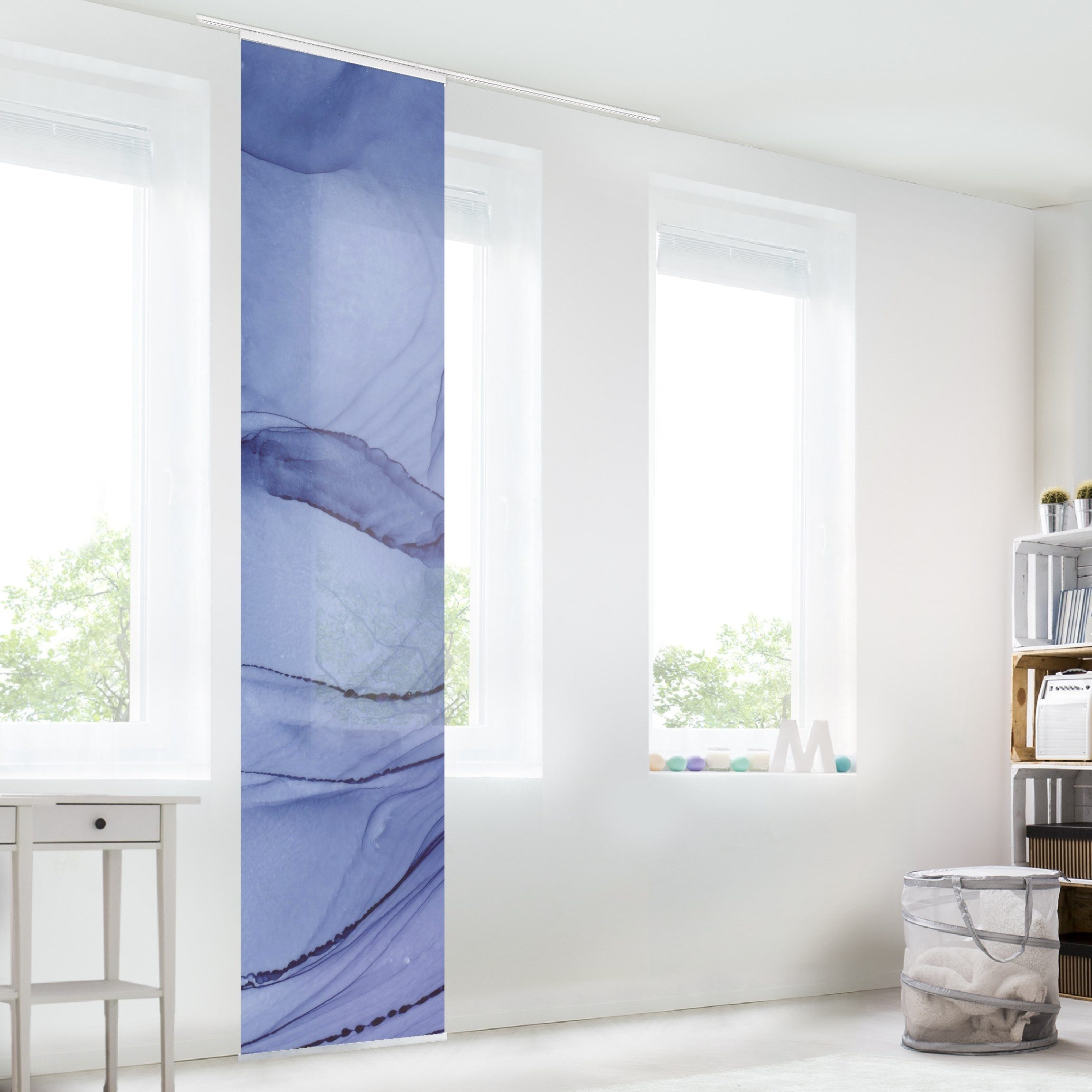 Bilderdepot24 Schiebegardine modern Flächenvorhang blickdicht Meliertes Violett (1 St), halbtransparent, Wohnzimmer große Flächengardine lichtdurchlässig für Klemm-System