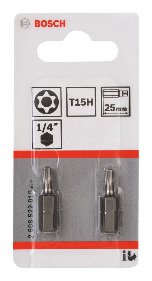 Thumbnail - BOSCH Torx-Bit, 2 Stück, SecuritySchrauberbit Extra-Hart - T15H x 25 mm - 2er-Pack